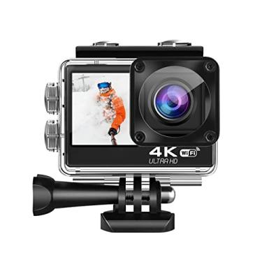 Imagem de Câmera de ação câmera esportiva 4K HD câmera subaquática com câmera externa antivibração controle remoto sem fio WiFi impermeável esportes DV (cor: preto modelo: AT-S60ER)