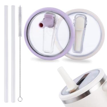 Imagem de Pacote com 2 tampas flip de 850 g à prova de vazamento para Stanley Quencher H2.0, tampa de copo à prova de derramamento de substituição de 850 g, sem BPA, reutilizável, sem derramamento, tampa de