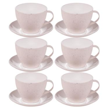 Imagem de Xícara de chá com pires 200ml Gourmet marmorizado com 6 unidades Plasutil ref.370