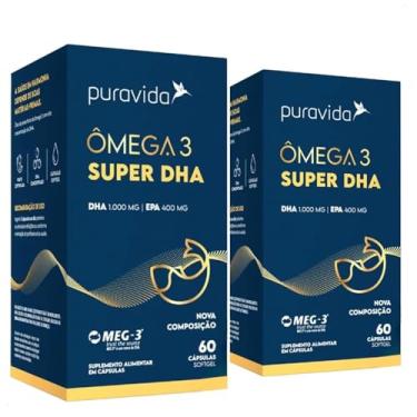 Imagem de Kit 2x Ômega 3 Super DHA 1000 EPA 400 Puravida | 1580mg 60 cápsulas