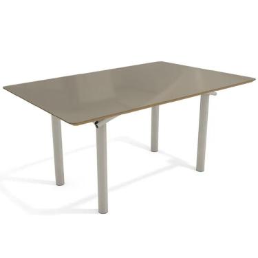 Imagem de Mesa p/ Cozinha Elba Tampo Madeirado c/ Vidro 160cm Niquel/Freijo Bronze - Kappesberg