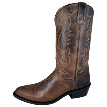 Imagem de Smoky Mountain Boots | Série Denver | Bota masculina Western Toe | Couro durável | Sola de borracha e salto ocidental | Forro sintético e cabedal de couro | Haste de aço | Welt Goodyear, Marrom, 7.5 X-Wide