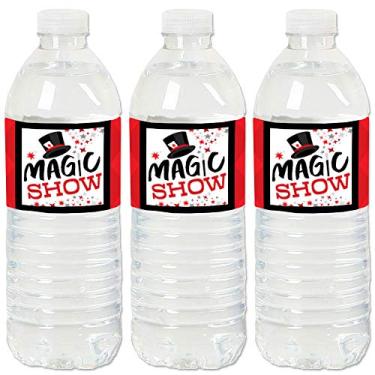 Imagem de Big Dot of Happiness Ta-Da, Magic Show - Etiquetas adesivas de garrafa de água para festa de aniversário mágica - Conjunto de 20