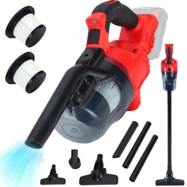 Imagem de Aspirador de pó sem fio compatível com bateria Milwaukee de 18 V, aspirador portátil com 2 filtros HEPA laváveis, aspirador sem escova para piso de madeira, tapete, limpeza de carro (bateria não