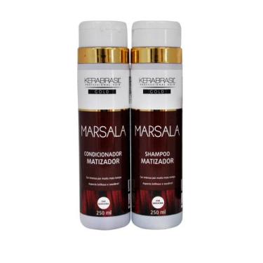 Imagem de Kit Matizador Marsala Shampoo Condicionador  Kerabrasil