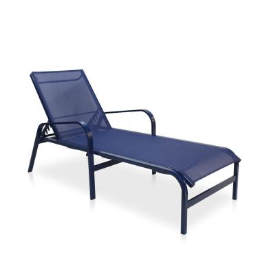 Imagem de Espreguiçadeira Área Externa Preto E Tela Azul