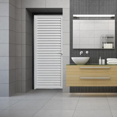 Imagem de Porta De Alumínio Palheta 210X80Cm Lado Direito Branco