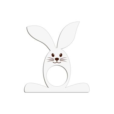 Imagem de Porta Guardanapo Coelho Com Carinha 9cmx9,8cm Kit 4 Peças - Cria Arte Laser Branco