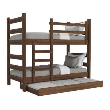 Imagem de Treliche Madeira Maciça Vira 2 Camas Com Colchões Inclusos Dubai Multimóveis Cr35107 Imbuia Imbuia