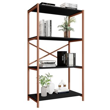 Imagem de Estante Livreiro Steel 90cm Estilo Industrial Com Pés Em Aço Cobre/preto Cobre/preto