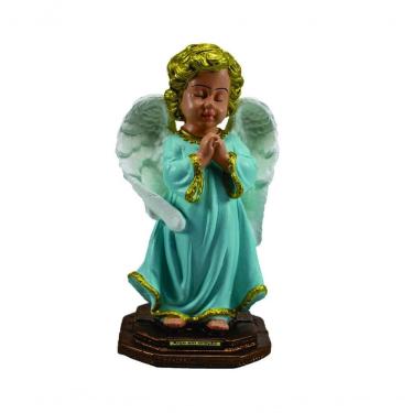 Imagem de Anjo Da Guarda Em Oração Azul Em Borracha 21cm