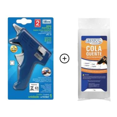 Imagem de Kit Pistola Cola Quente Pequena Apl10 Tilibra + Bastão Fino 1kg Brw