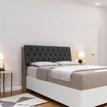 Imagem de Cabeceira Estofada Yasminne Queen Chocolate Com Capitonê Preto