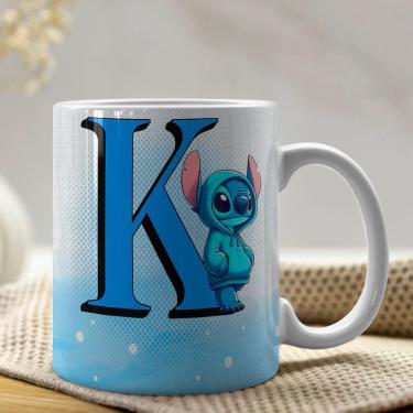 Imagem de Caneca De Porcelana Stitch Letras A-z 325ml Azul K