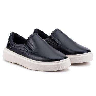 Imagem de Tênis Slip On IateMasculino Couro Confortável Calce Fácil