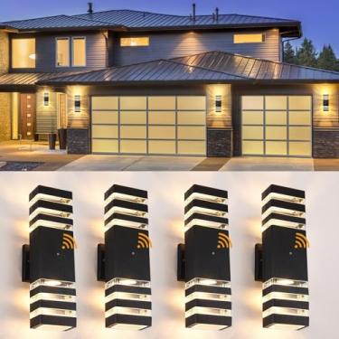Imagem de DARIISI Luminárias De Parede Externas Do Anoitecer Ao Amanhecer, Pacote Com 4 Modernas, Luzes Varanda Para Cima E Baixo, Arandelas À Prova D'Água Casa, Garagem Pátio