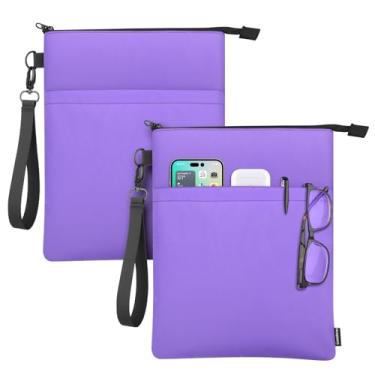 Imagem de Homakover Capas Para Livros Com Zíper, Bolsa Protetora De Viagem Bolso E Capa Dura, Capas, Bolsas, Estojos Transporte/Bolso Frontal, Alça, Amantes Do Dia Das Mães (Roxo, 2 Peças)