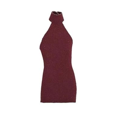 Imagem de Esquirla Vestido feminino 1:12 mini boneca vestido elástico, fantasia, miniatura, cosplay, roupa de boneca feminina para corpo de boneco de ação de 6'', Vermelho