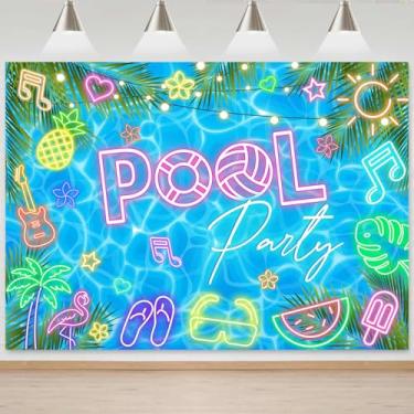 Imagem de Ayayiya Pano de fundo para festa na piscina brilhoso havaiano verão piscina festa decorações de aniversário tropical praia respingo chá de bebê fotografia fundo Aloha Luau decorações banner adereços