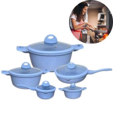 Imagem de Conjunto Panelas Em Cerâmica Cor Azul Bebê Perfeito Presente - Zonne