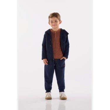 Imagem de Calça Infantil Masculina em Malha Alfaiataria Up Baby, Azul marinho, 1