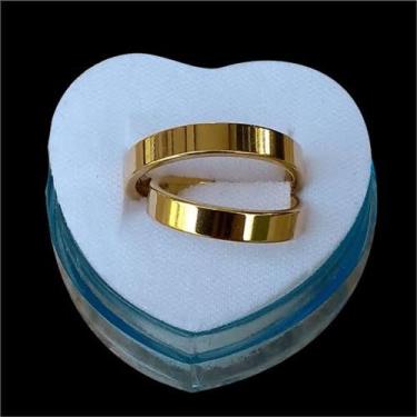 Imagem de Par de alianças tungstênio 4mm Quadrada 14 ao 30 - Believe Jóias