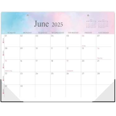 Imagem de Guasslee Calendário de mesa 2025, calendário suspenso de 18 meses de janeiro/parede de 2025, janeiro de 2026, junho, agenda mensal de 35,5 x 29,2 cm com protetor de canto para escola, escritório,