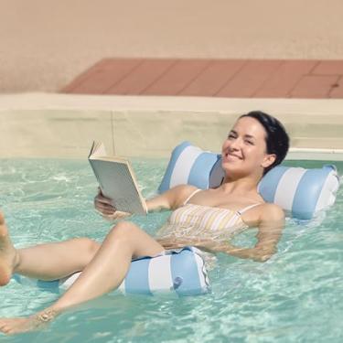 Imagem de Arakhan Flutuador de rede de água – Lounge inflável de piscina para adultos, macio e leve (listrado)