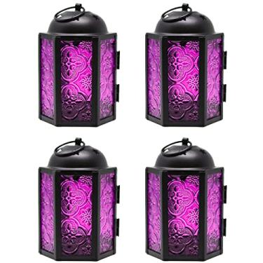 Imagem de Vela Lanterns Mini porta-lanternas decorativas marroquinas pequenas, rosa, pacote com 4