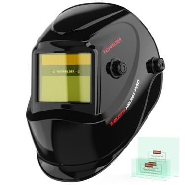 Imagem de YESWELDER Capacete de solda de escurecimento automático alimentado por energia solar, sombra larga 4/9-13 para capacete de solda TIG MIG ARC LYG-L500A
