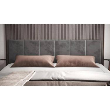 Imagem de Cabeceira King Clara 1.95 Almofadada Sued Cinza