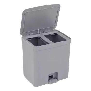 Imagem de Lixeira Reciclavel Seletiva 20l Plástico Cinza 35x33x26cm