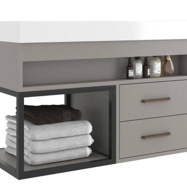 Imagem de Gabinete para Banheiro 2 Gavetas Suspenso New 80 Cimento
