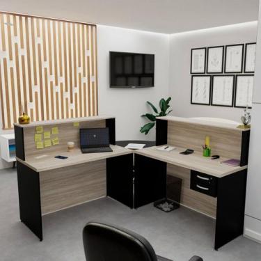 Imagem de Balcão Atendimento de Canto para Recepção 2 Gavetas - Netmobil