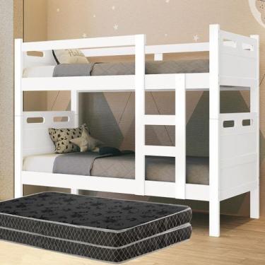 Imagem de Beliche Jaspe Branco Completa 2 Colcões 100% Mdf - Pronta Entrega - Po