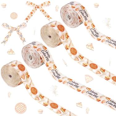 Imagem de Cheerupp 4 rolos de fitas com tema de torta fofa, 20 metros de fitas artesanais para grinalda de cabelo, embalagem de presentes, fitas de gorgorão de torta, aniversário, casamento, chá de bebê, festa