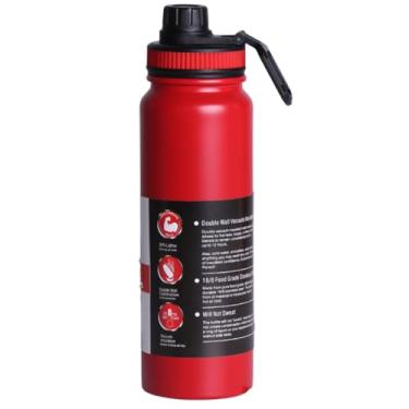 Imagem de Garrafa de Água Térmica Inox 800ml Esportiva com Alça Parede Dupla Isolada a Vácuo Antivazamento Garrafinha Academia Fitness Corrida Esportes Escritório Aço Inox (Vermelho)