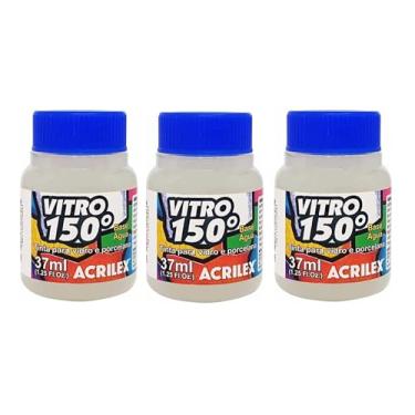 Imagem de Kit Com 3 Tintas Acrilex para Vidro 37ml - Vitro 150 Escolha Sua Cor à Base de Água, Cerâmica e Porcelana Durabilidade e Acabamento Impecável em Projetos de Pintura em Vidro, Porcelana, Cerâmica e Faiança. (Incolor 806)