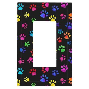 Imagem de 1 Gang Single GFCI Outlet Covers Decorator/Rocker Light Switch Placa de Parede Colorida Impressão de Pata Dispositivo Elétrico Face Plug Plate Cover para Receptáculo Dimmer Tomada USB