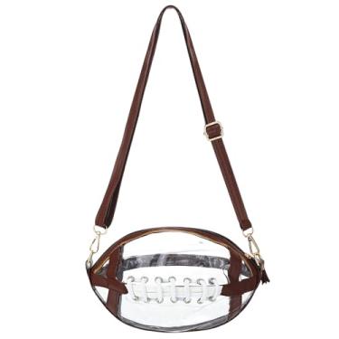 Imagem de Bolsa de futebol transparente para mulheres estádio bolsa transversal transparente esportiva bolsa de futebol presente para dia de jogo, escola, baile, dia de jogo, amantes de esportes, fãs de líderes