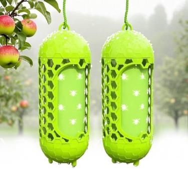 Imagem de Armadilhas de vespas para pendurar ao ar livre, carpinteiro de vespas, moscas de abelha pegajosas com reservatório de isca, armadilhas de madeira para uso ao ar livre, reutilizáveis para jardim, pátio