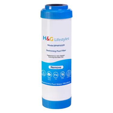 Imagem de H&G lifestyles Cartucho de filtro de piscina de substituição de 10 x 2,5 para piscinas acima do solo – KDF, GAC, prata e resina de remoção de ferro – Remove o odor de metal pesado e melhora o sabor da