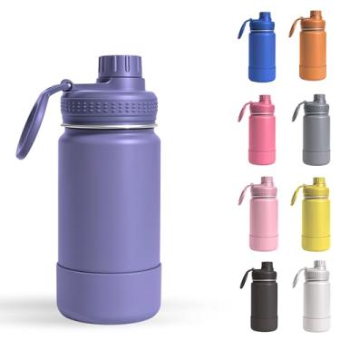 Imagem de Garrafa Térmica Infantil - 350ml, Aço Inox 304 Parede Dupla de Isolamento 24horas Gelado, Tampa Rosca De Segurança, Anti Vazamento, Base Silicone AntiDerrapante, BPA Free (Roxo)