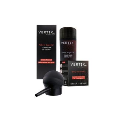 Imagem de Fibra Capilar Para Cabelo Preto + Spray Aplicador Vertix 25G