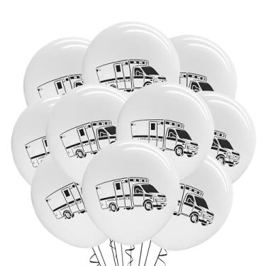 Imagem de Malayan Products Ambulance Balloons 12 Count Latex, Medical First Responder Birthday Decorations, EMT Medic Theme, Emergancy Paramedic Party, Hospital Wagon, 12Inch Standard Size