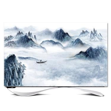 Imagem de Capa de TV Capas de TV universais 32-80 polegadas Protetor de tela de TV simples à prova de poeira padrão de pintura protetor de tela LCD LED para quarto decoração de sala de estar - Branco-2||65
