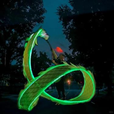 Imagem de Dragon Poi Night Led Dragon Poi Malabarismo Fitness Dragão, Dragon Poi Iluminado Fluído Ao Ar Livre Dançarino De Dragão, Dragon Poi Streamer Para Quintal/praia, Green, 10 m (33 ft)