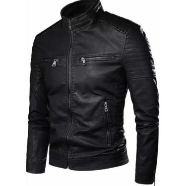 Imagem de Jaqueta Masculina Forrada Motoqueiro Resistente (Preta) G - Vmong