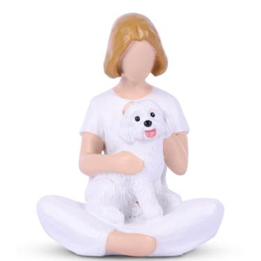 Imagem de LINYTHER Girl and Dog Figurine Statue – Pet Memorial Gifts for Dog Lovers, Hand-Painted Resin Statue for Tabletop, Shelf, Desk Decor - Sympathy Gift for Birthday, Christmas, Thanksgiving – White