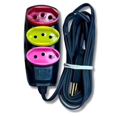 Imagem de Extensão Elétrica Tomadas Slim Tripolar 5, 10 e 20 Metros, 10 Amperes, Bivolt 127V/220V, Preto uso residencial e comercial (Extensão 10 Metros)
